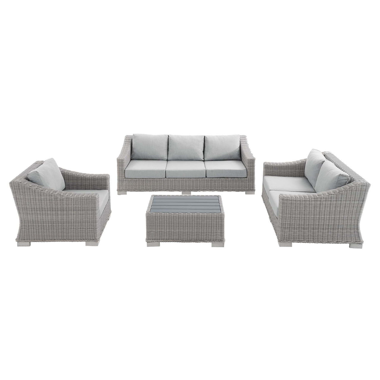 Corvara 4-Piece Sunbrella® Alfresco Woven Furniture Set, Light Gray & Gray