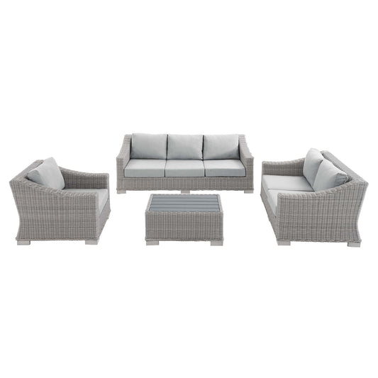Corvara 4-Piece Sunbrella® Alfresco Woven Furniture Set, Light Gray & Gray