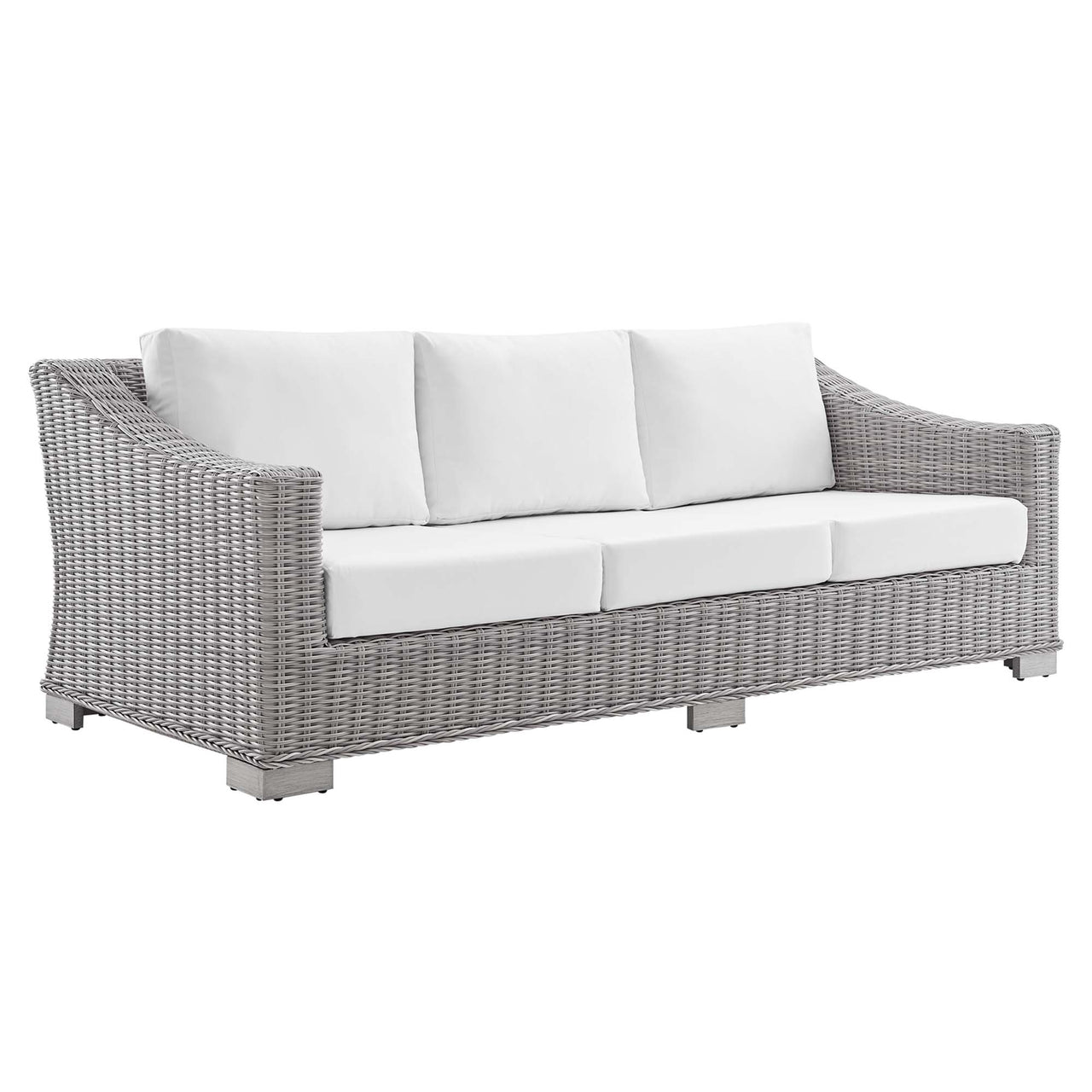 Corvara 4-Piece Sunbrella® Alfresco Woven Furniture Set, Light Gray & White