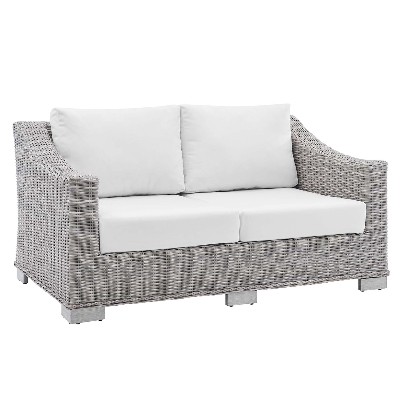 Corvara 4-Piece Sunbrella® Alfresco Woven Furniture Set, Light Gray & White