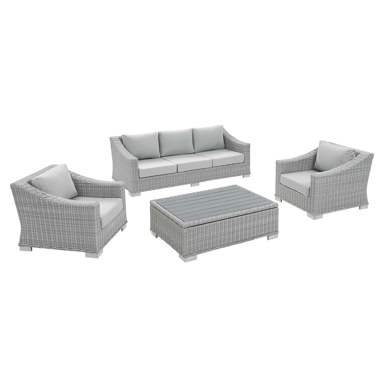 Corvara 4-Piece Sunbrella® Alfresco Woven Furniture Set, Light Gray & Gray