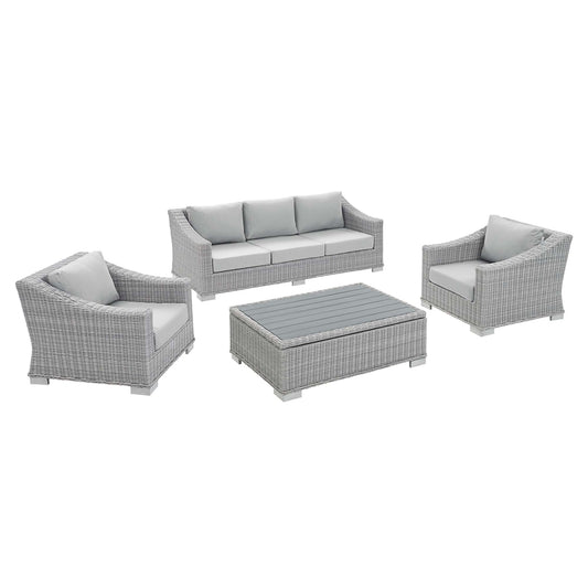 Corvara 4-Piece Sunbrella® Alfresco Woven Furniture Set, Light Gray & Gray