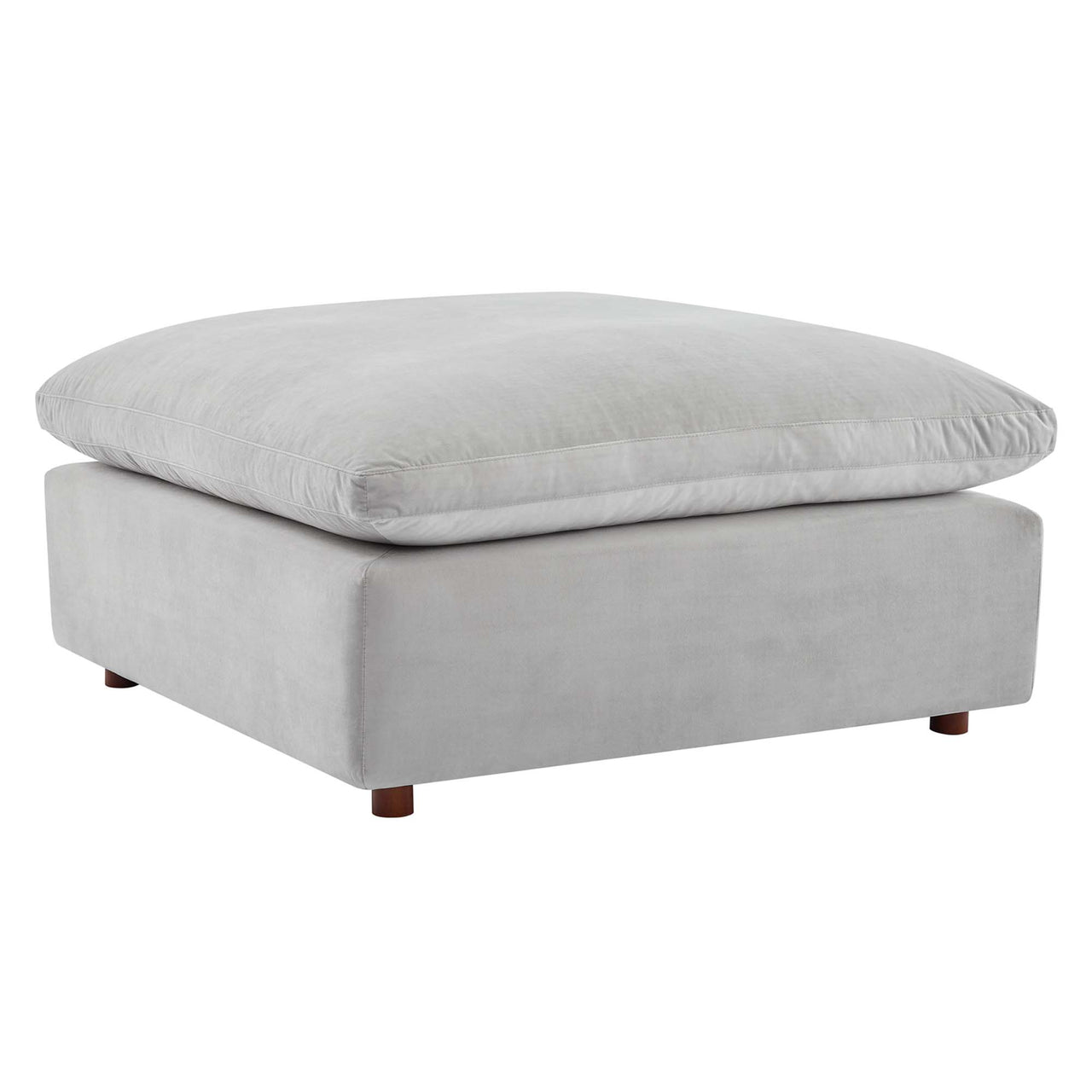 Angelic Cloudblend Velvet Ottoman | Modular Sectional Component, Light Gray