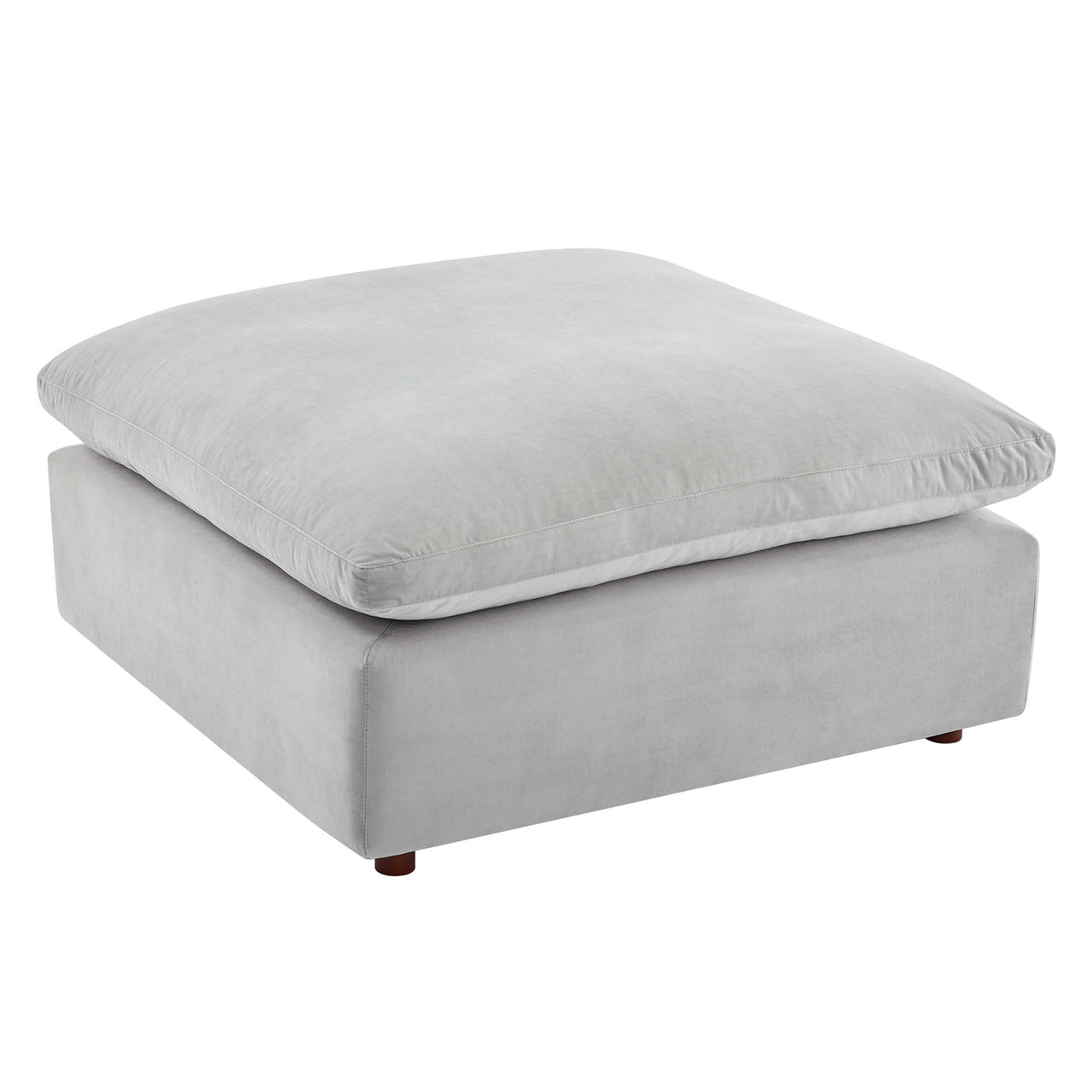 Angelic Cloudblend Velvet Ottoman | Modular Sectional Component, Light Gray