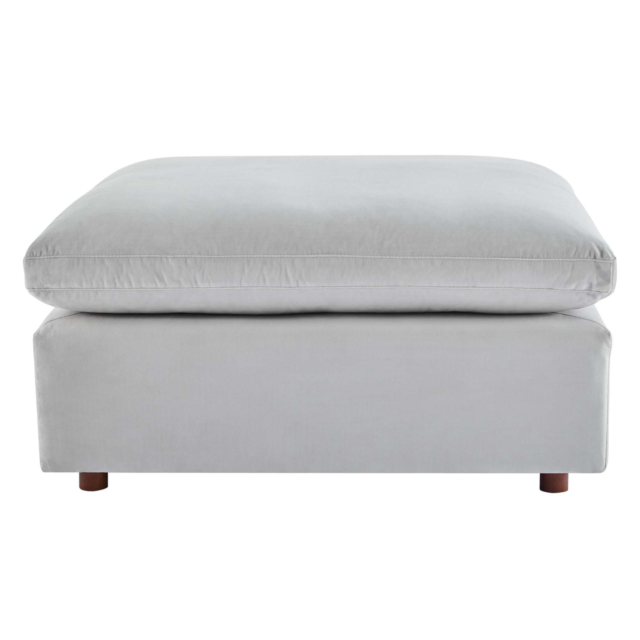 Angelic Cloudblend Velvet Ottoman | Modular Sectional Component, Light Gray