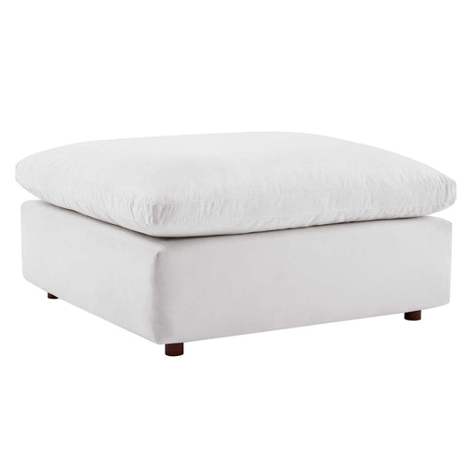 Angelic Cloudblend Velvet Ottoman | Modular Sectional Component, White