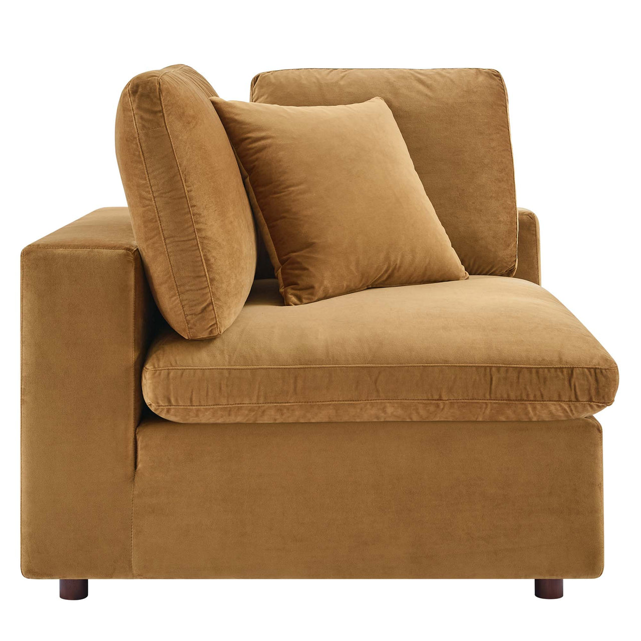 Angelic Cloudblend Velvet Corner Chair | Modular Sectional Component, Cognac
