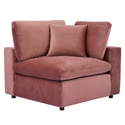 Angelic Cloudblend Velvet Corner Chair | Modular Sectional Component, Dusty Rose