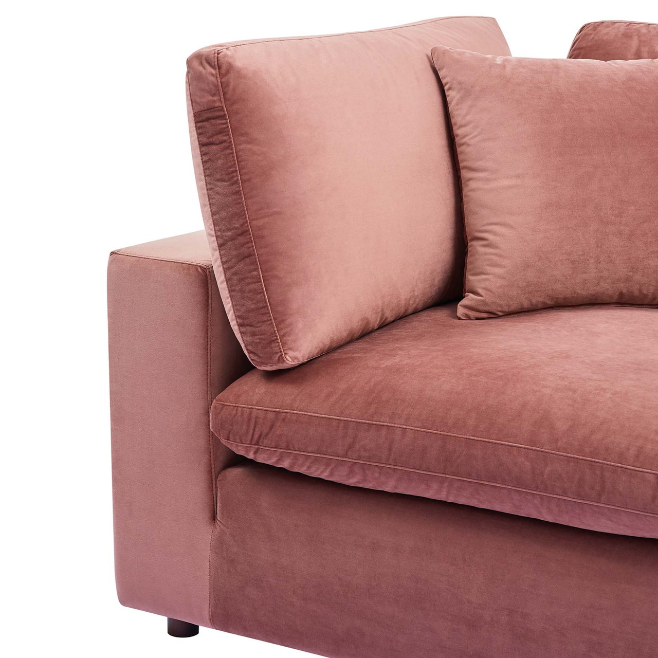 Angelic Cloudblend Velvet Corner Chair | Modular Sectional Component, Dusty Rose
