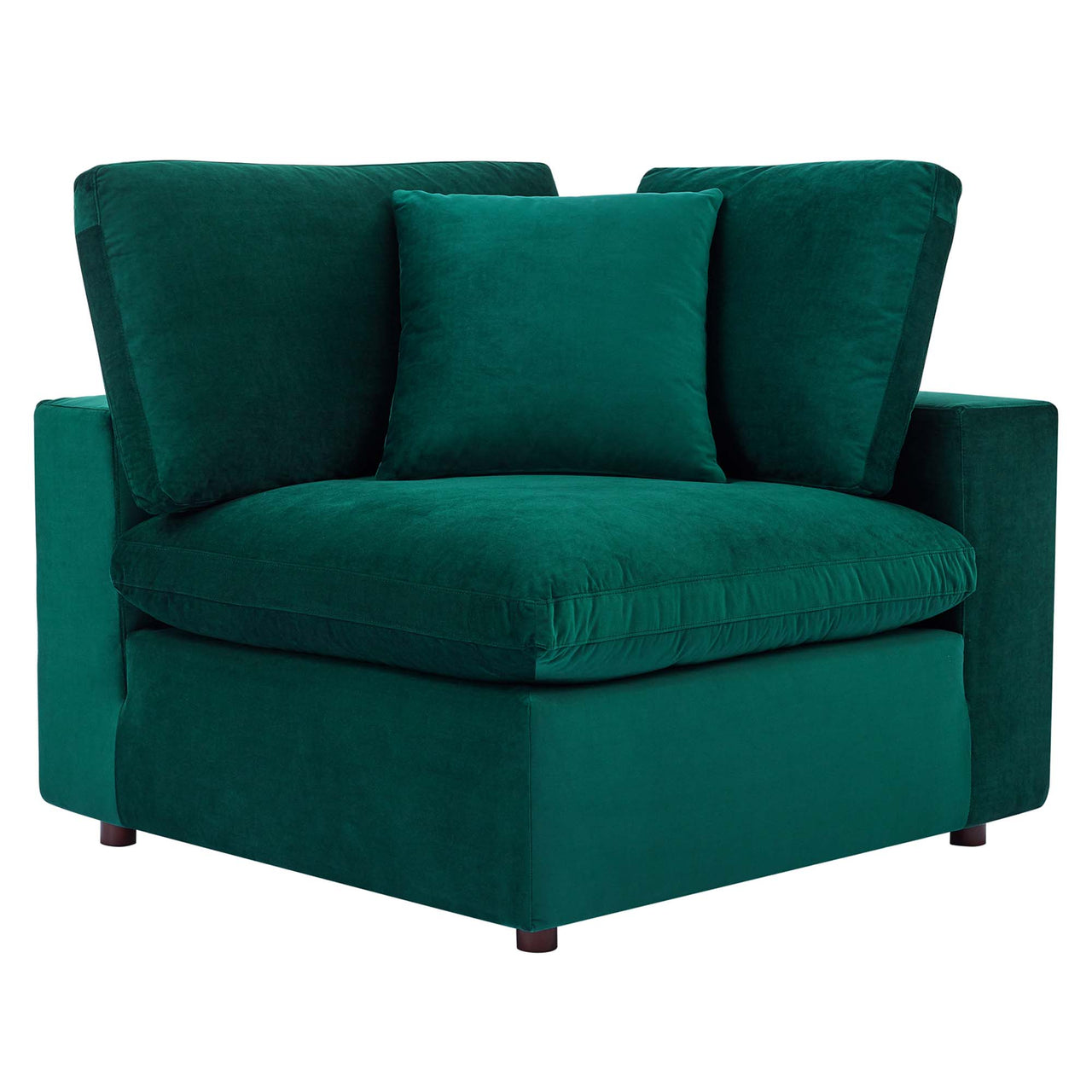 Angelic Cloudblend Velvet Corner Chair | Modular Sectional Component, Green
