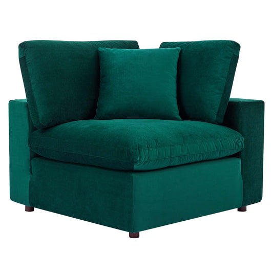 Angelic Cloudblend Velvet Corner Chair | Modular Sectional Component, Green