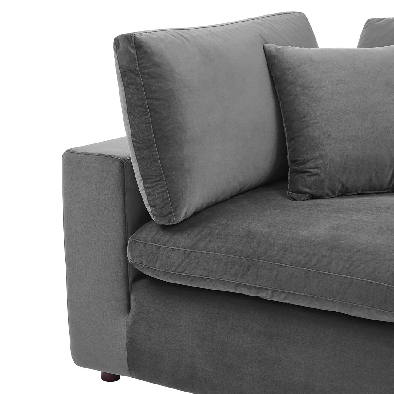 Angelic Cloudblend Velvet Corner Chair | Modular Sectional Component, Gray