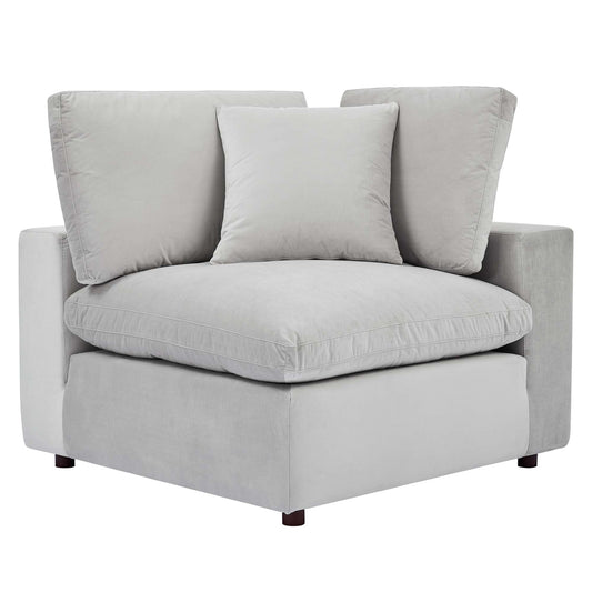 Angelic Cloudblend Velvet Corner Chair | Modular Sectional Component, Light Gray