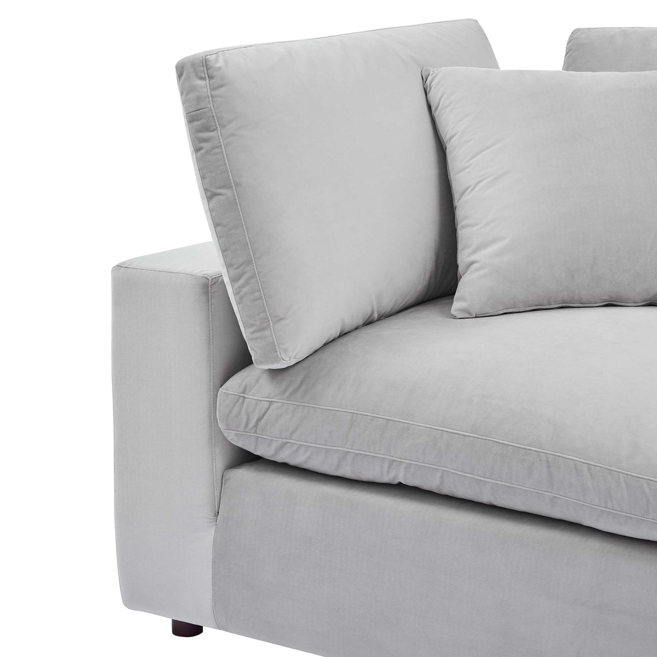 Angelic Cloudblend Velvet Corner Chair | Modular Sectional Component, Light Gray