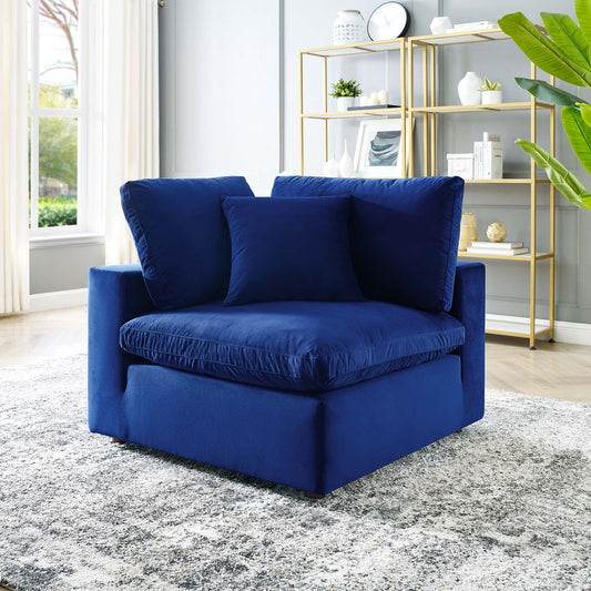 Angelic Cloudblend Velvet Corner Chair | Modular Sectional Component, Navy
