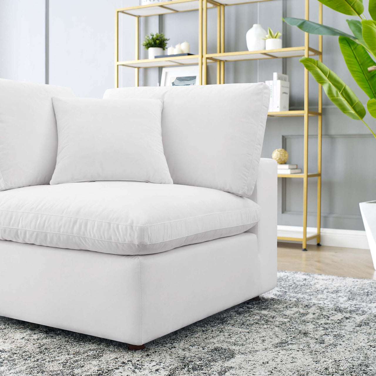 Angelic Cloudblend Velvet Corner Chair | Modular Sectional Component, White