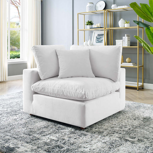 Angelic Cloudblend Velvet Corner Chair | Modular Sectional Component, White