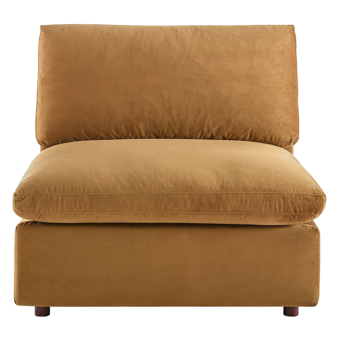 Angelic Cloudblend Velvet Armless Chair | Modular Sectional Component, Cognac