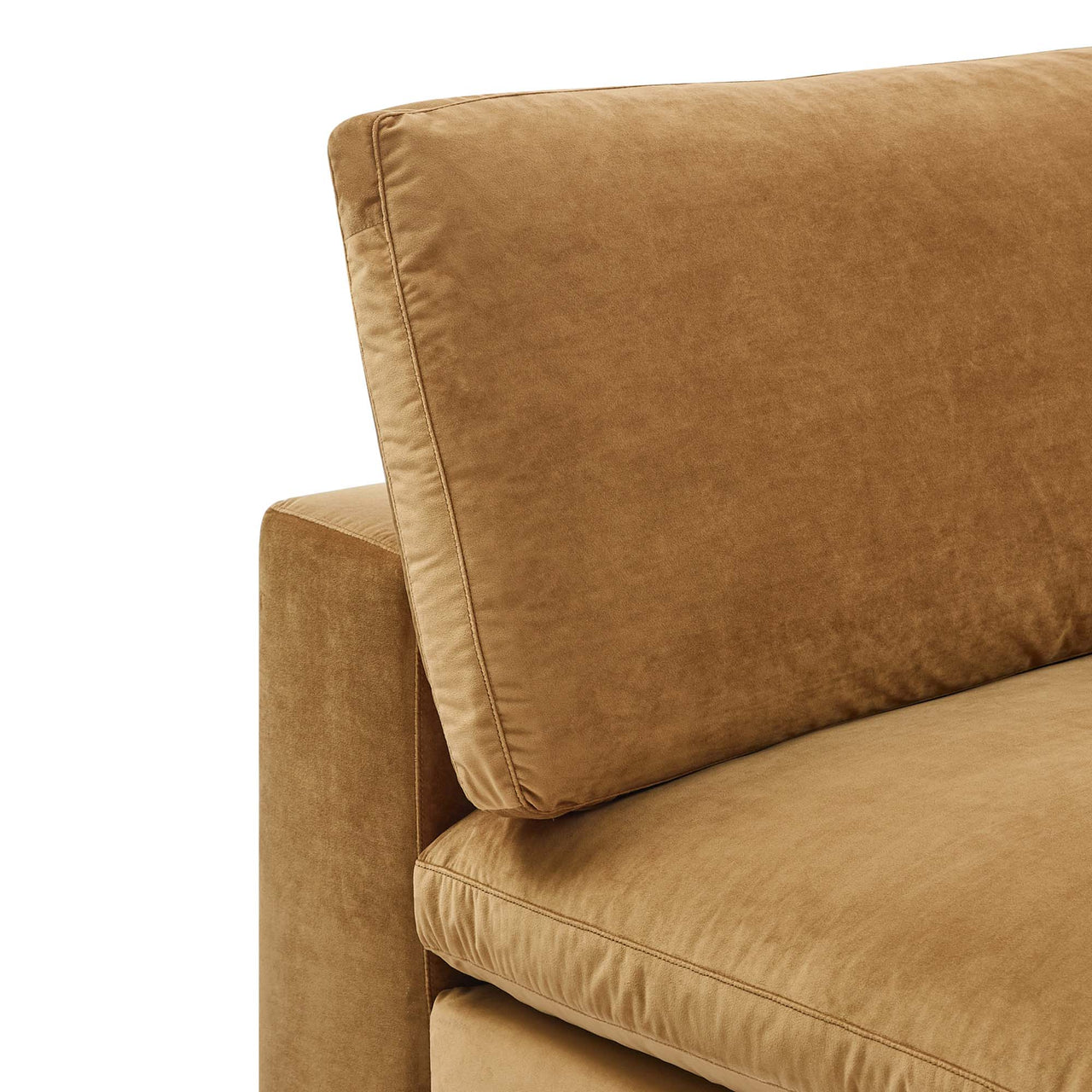 Angelic Cloudblend Velvet Armless Chair | Modular Sectional Component, Cognac