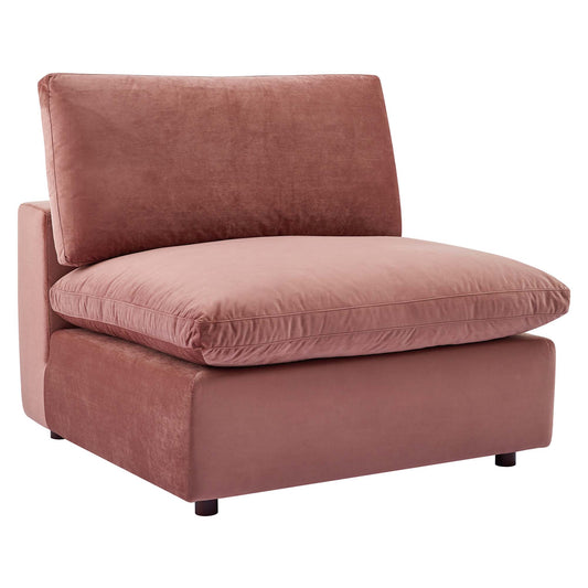 Angelic Cloudblend Velvet Armless Chair | Modular Sectional Component, Dusty Rose