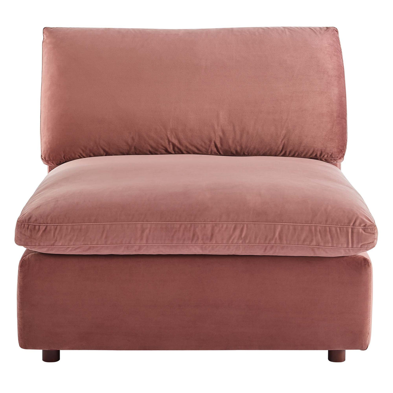 Angelic Cloudblend Velvet Armless Chair | Modular Sectional Component, Dusty Rose