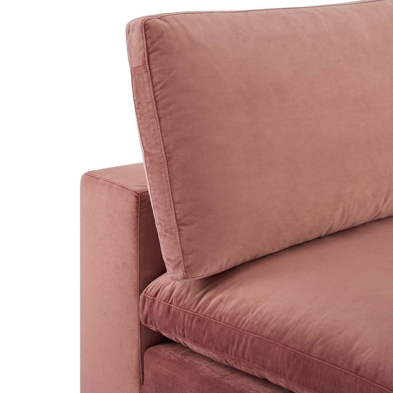 Angelic Cloudblend Velvet Armless Chair | Modular Sectional Component, Dusty Rose