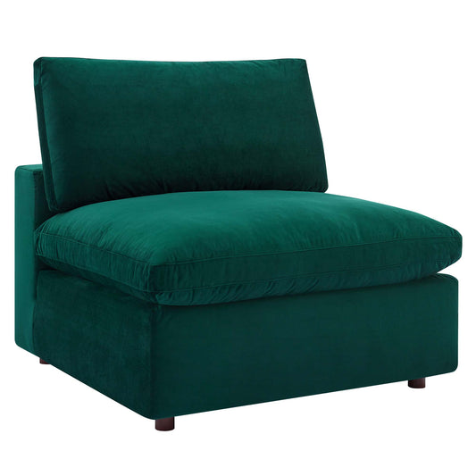 Angelic Cloudblend Velvet Armless Chair | Modular Sectional Component, Green