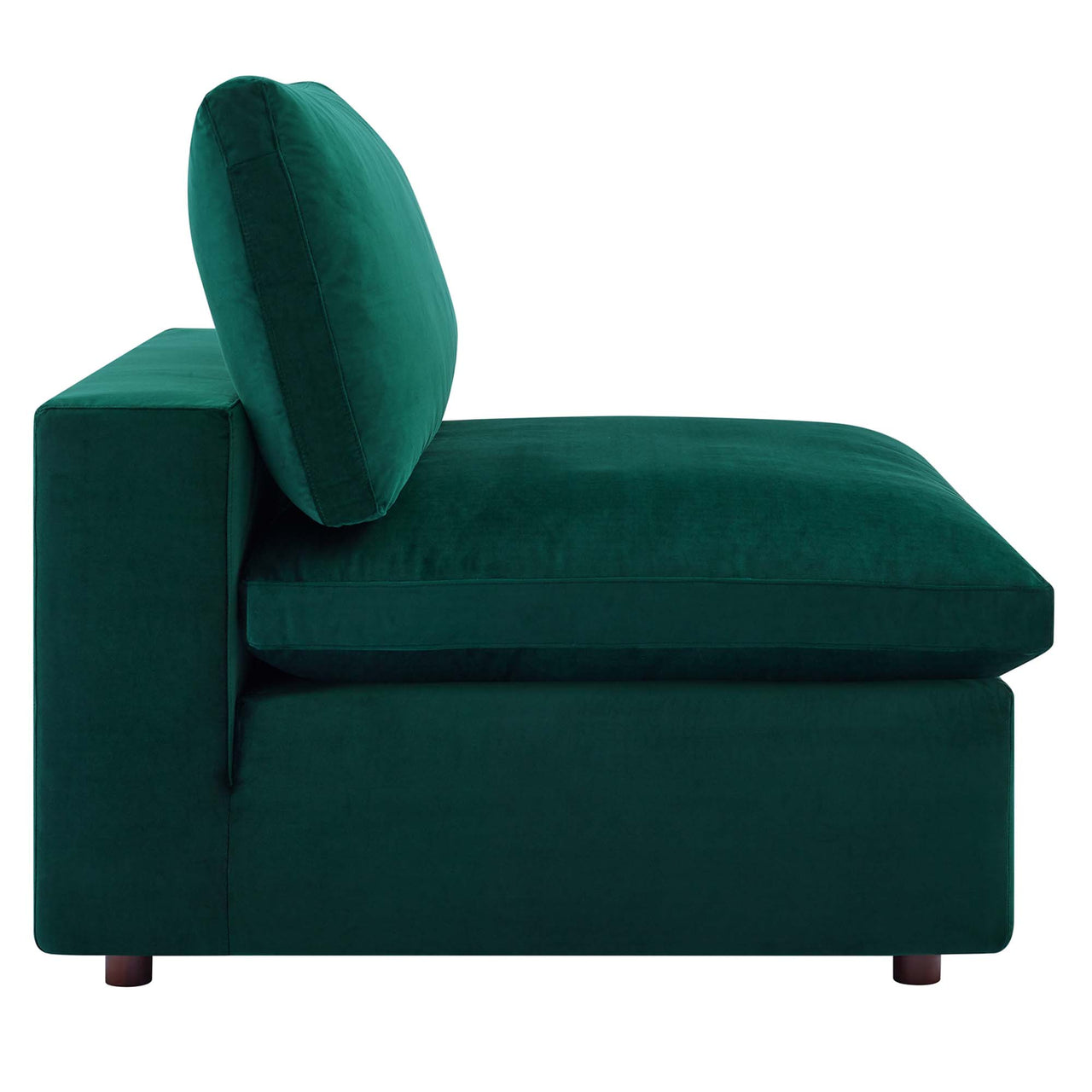 Angelic Cloudblend Velvet Armless Chair | Modular Sectional Component, Green