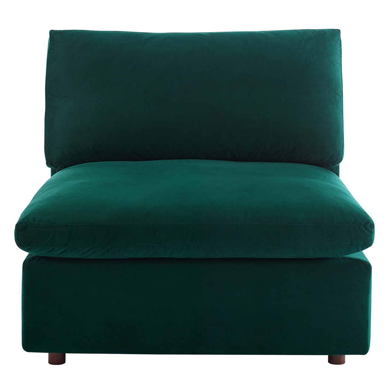 Angelic Cloudblend Velvet Armless Chair | Modular Sectional Component, Green