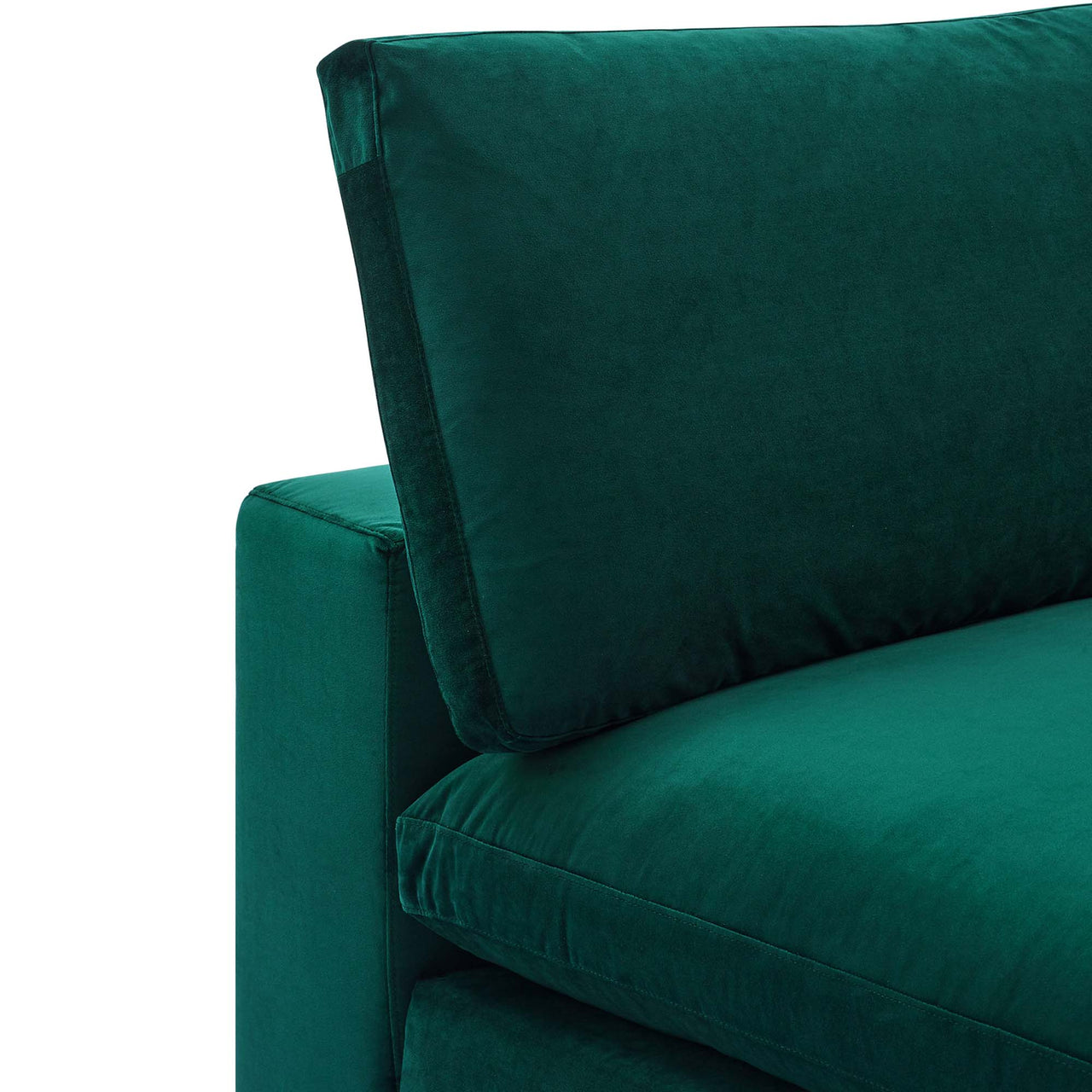 Angelic Cloudblend Velvet Armless Chair | Modular Sectional Component, Green