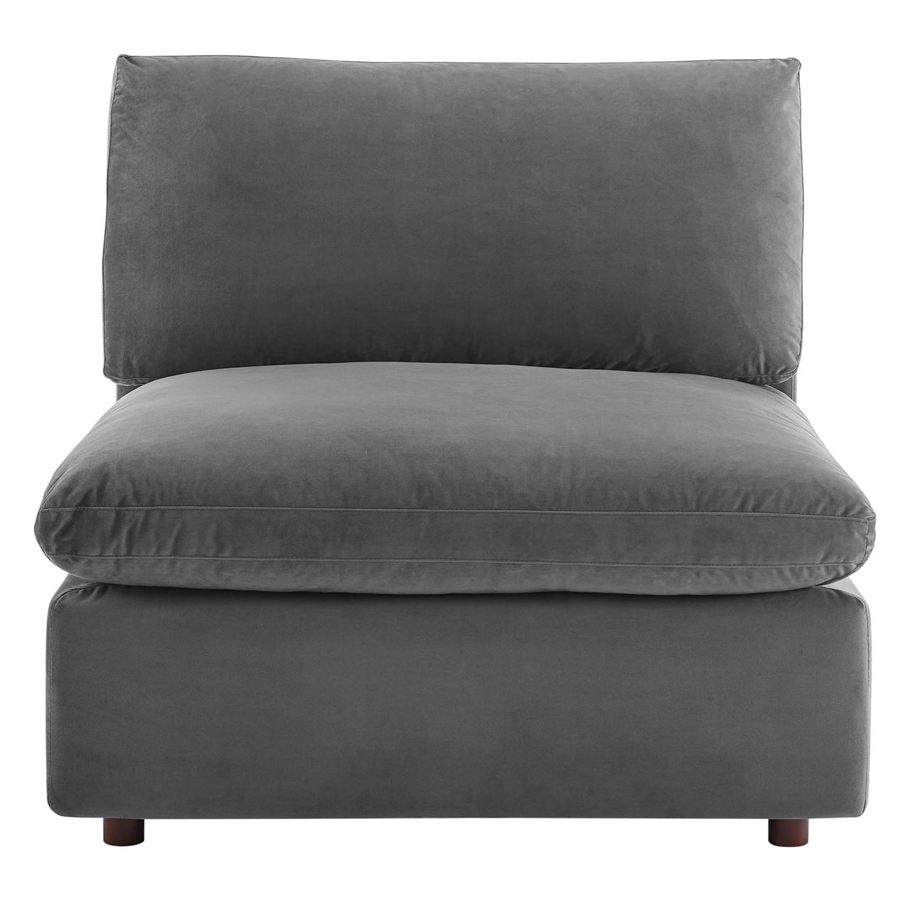 Angelic Cloudblend Velvet Armless Chair | Modular Sectional Component, Gray
