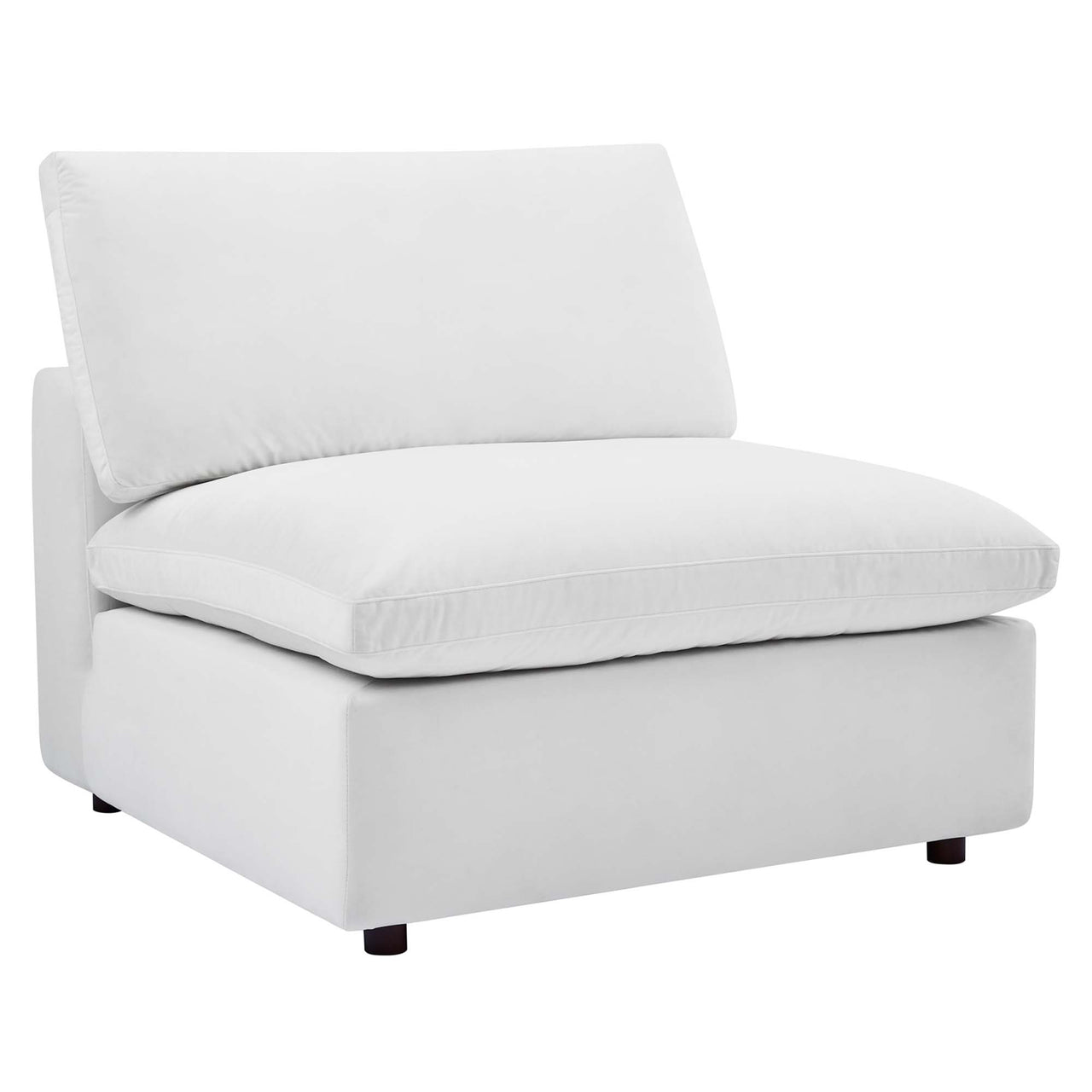 Angelic Cloudblend Velvet Armless Chair | Modular Sectional Component, White
