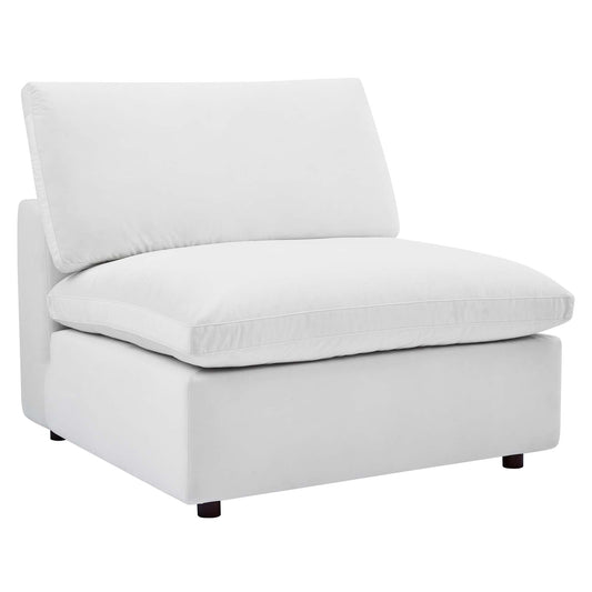 Angelic Cloudblend Velvet Armless Chair | Modular Sectional Component, White