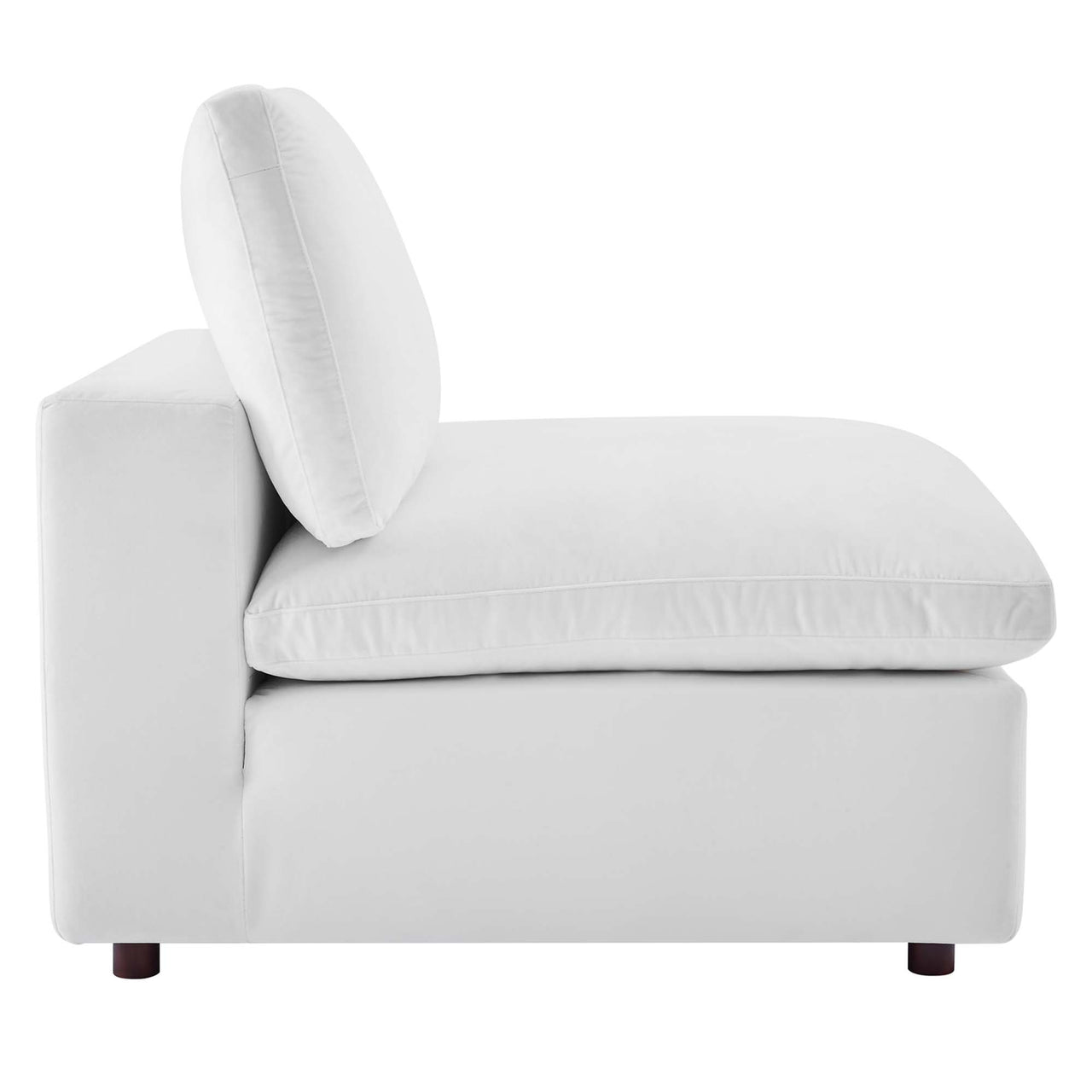 Angelic Cloudblend Velvet Armless Chair | Modular Sectional Component, White