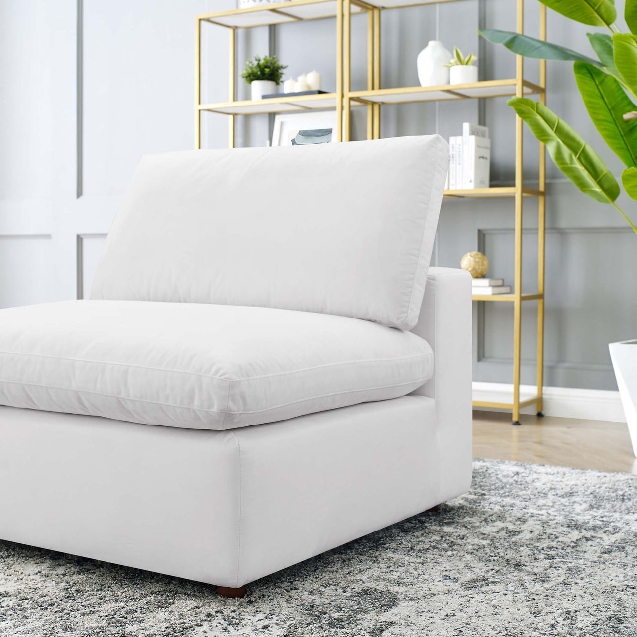 Angelic Cloudblend Velvet Armless Chair | Modular Sectional Component, White