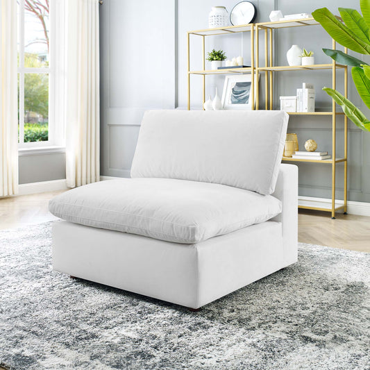 Angelic Cloudblend Velvet Armless Chair | Modular Sectional Component, White