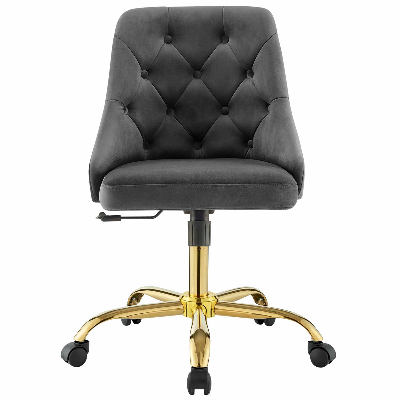 Evelon Upholstered Velvet Office Chair, Gold & Gray