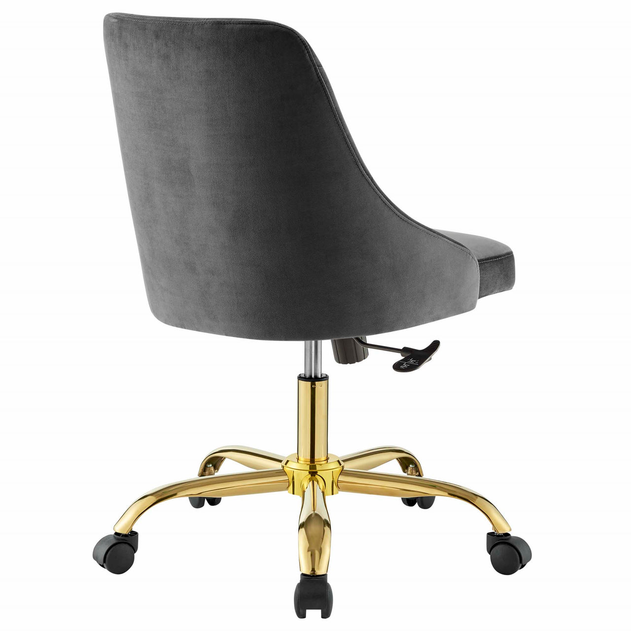 Evelon Upholstered Velvet Office Chair, Gold & Gray