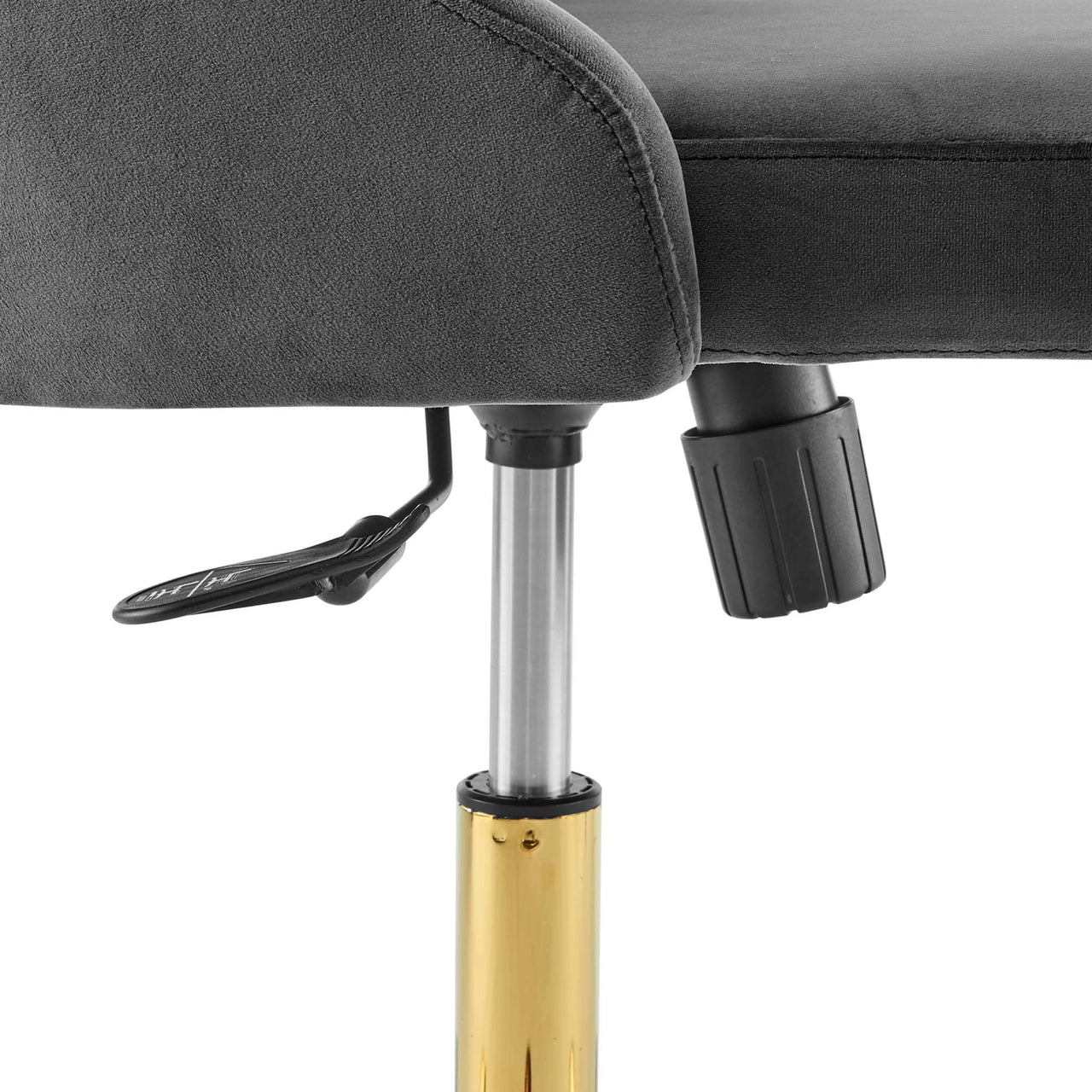 Evelon Upholstered Velvet Office Chair, Gold & Gray