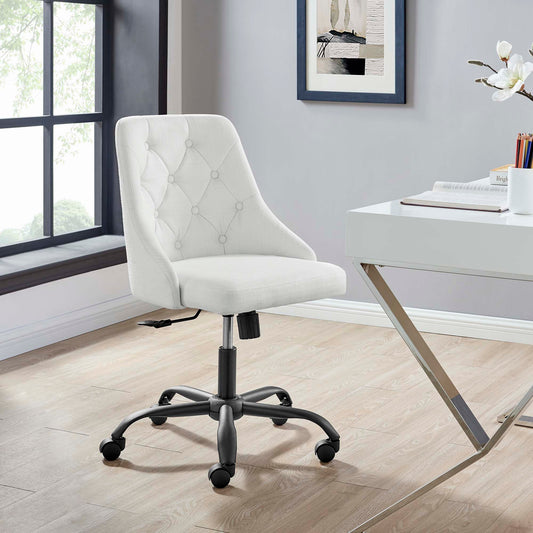 Evelon Upholstered Office Chair, Black & White