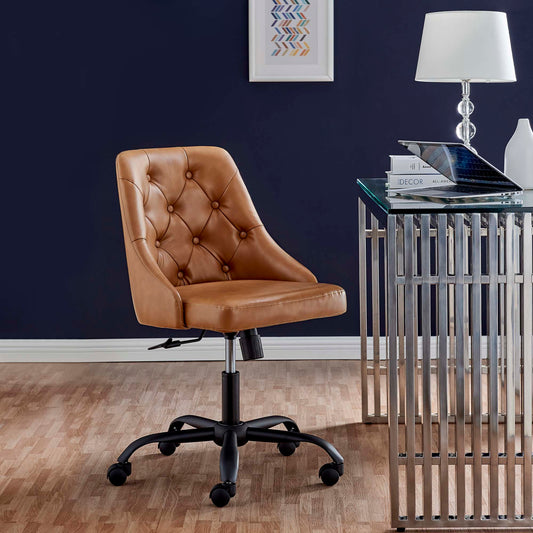 Evelon Eco-Leather Office Chair, Black & Tan
