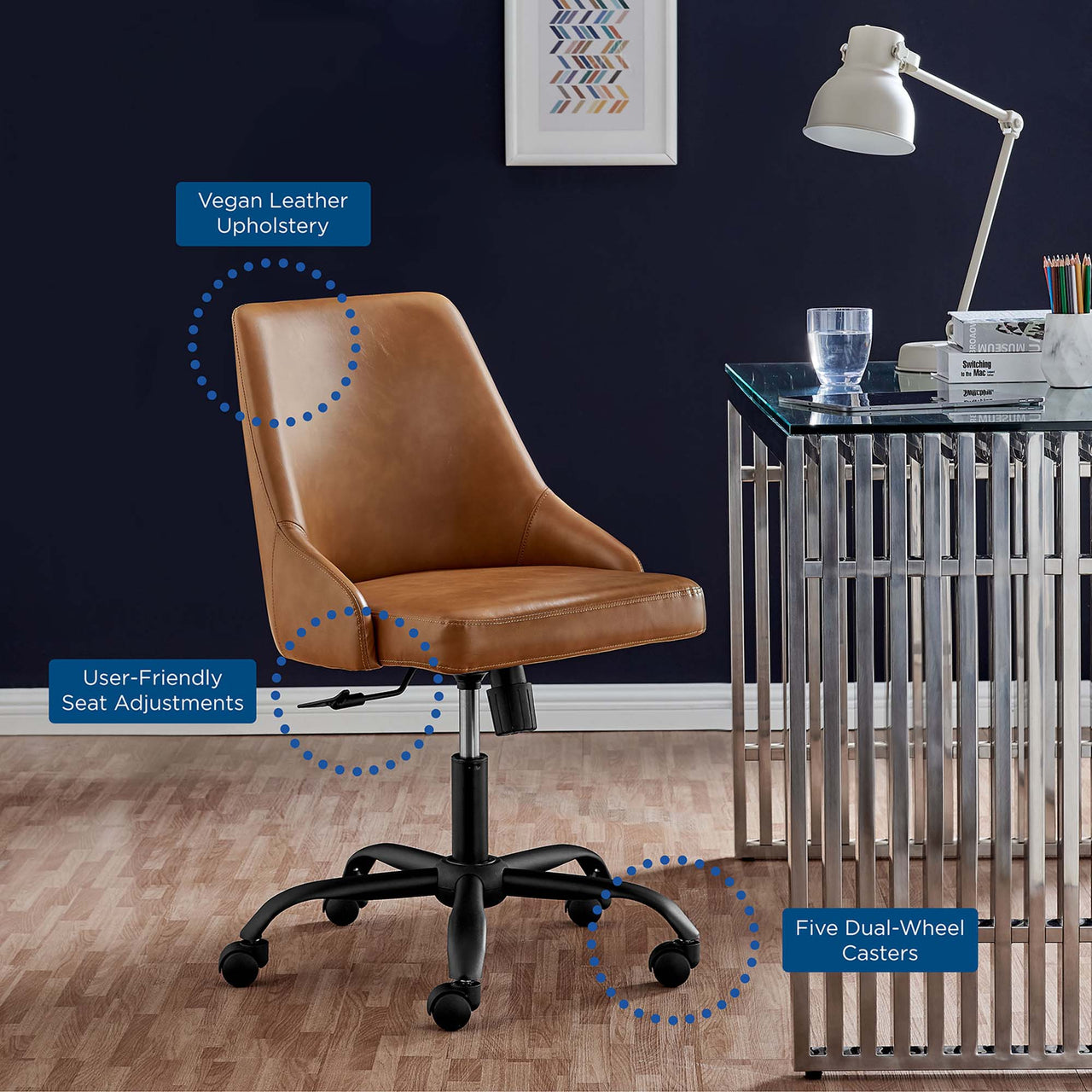 Dacien Eco-Leather Office Chair, Black & Tan