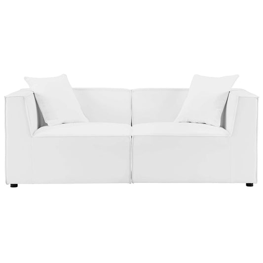 Merida 2-Piece Alfresco Upholstered Loveseat Sectional, White