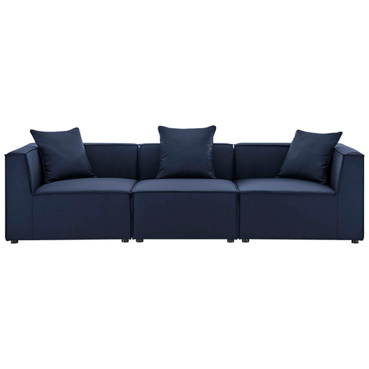 Merida 3-Piece Alfresco Upholstered Sofa Sectional, Navy