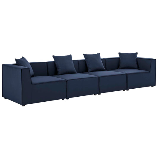 Merida 4-Piece Alfresco Upholstered Sofa Sectional, Navy