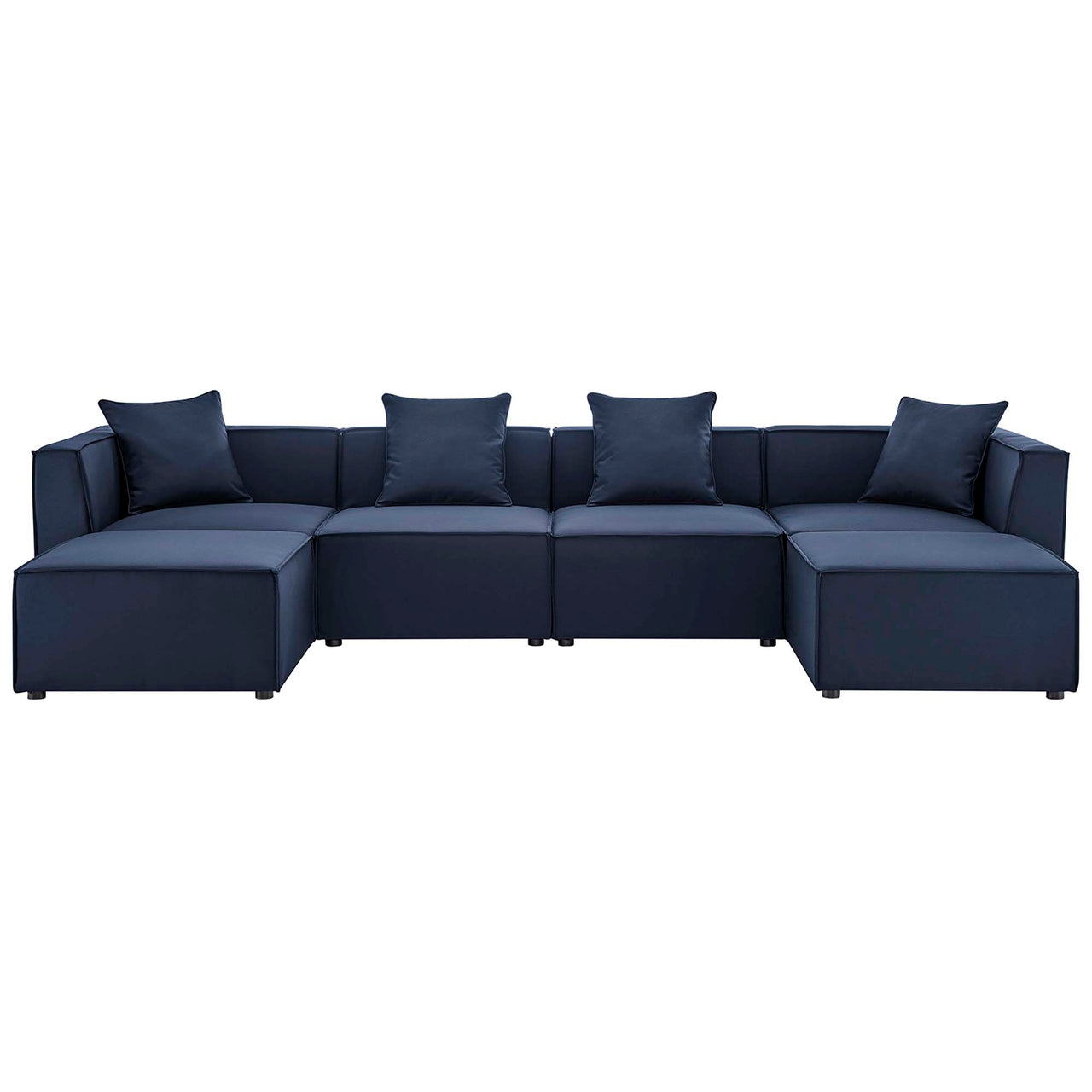 Merida 6-Piece Alfresco Upholstered U-Shaped Sectional, Navy