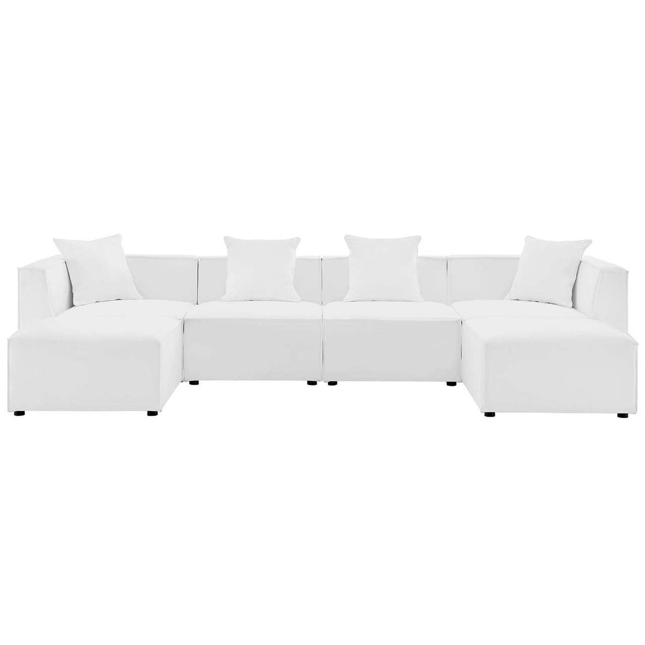 Merida 6-Piece Alfresco Upholstered U-Shaped Sectional, White