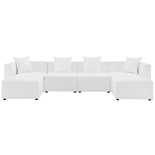 Merida 6-Piece Alfresco Upholstered U-Shaped Sectional, White