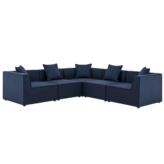 Merida 5-Piece Alfresco Upholstered Corner Sectional, Navy