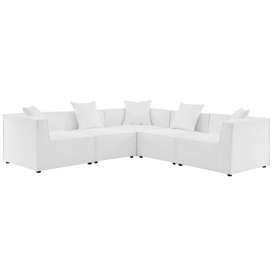 Merida 5-Piece Alfresco Upholstered Corner Sectional, White
